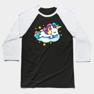 Cute Kawaii Unicorn Sleeping on Clouds Unicorn Gift for Kids Baseball T-Shirt